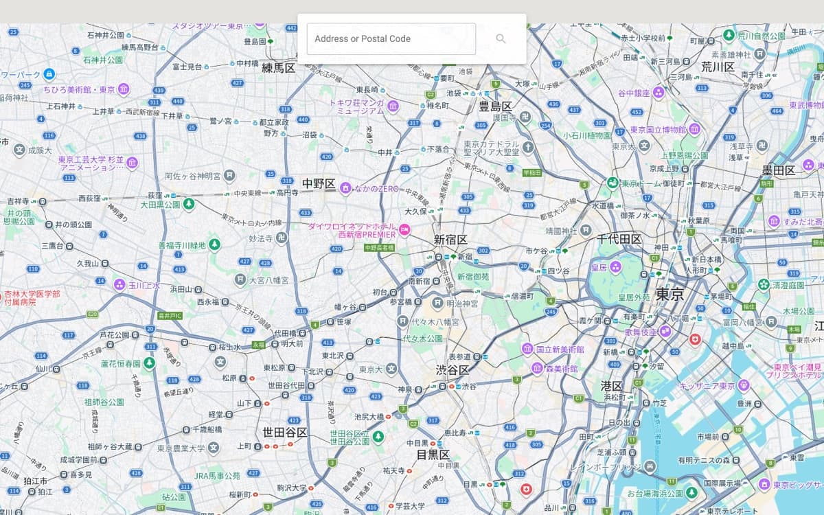住所変換のサイト画面