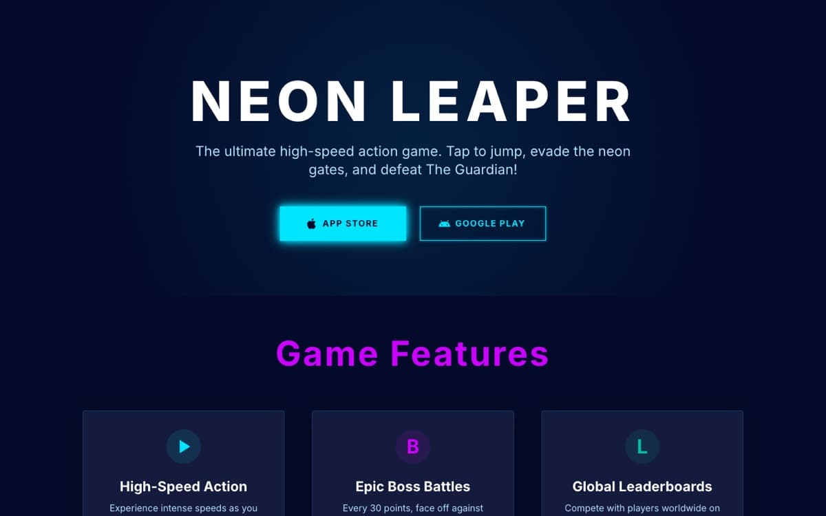 Neon Leaperのサイト画面